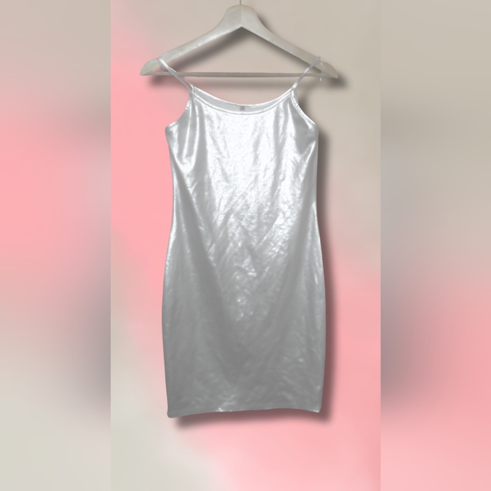 Shimmering Silver Slip Dress